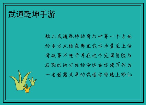 武道乾坤手游